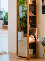 櫻桃木360度旋轉穿衣鏡一面全身鏡一面書架