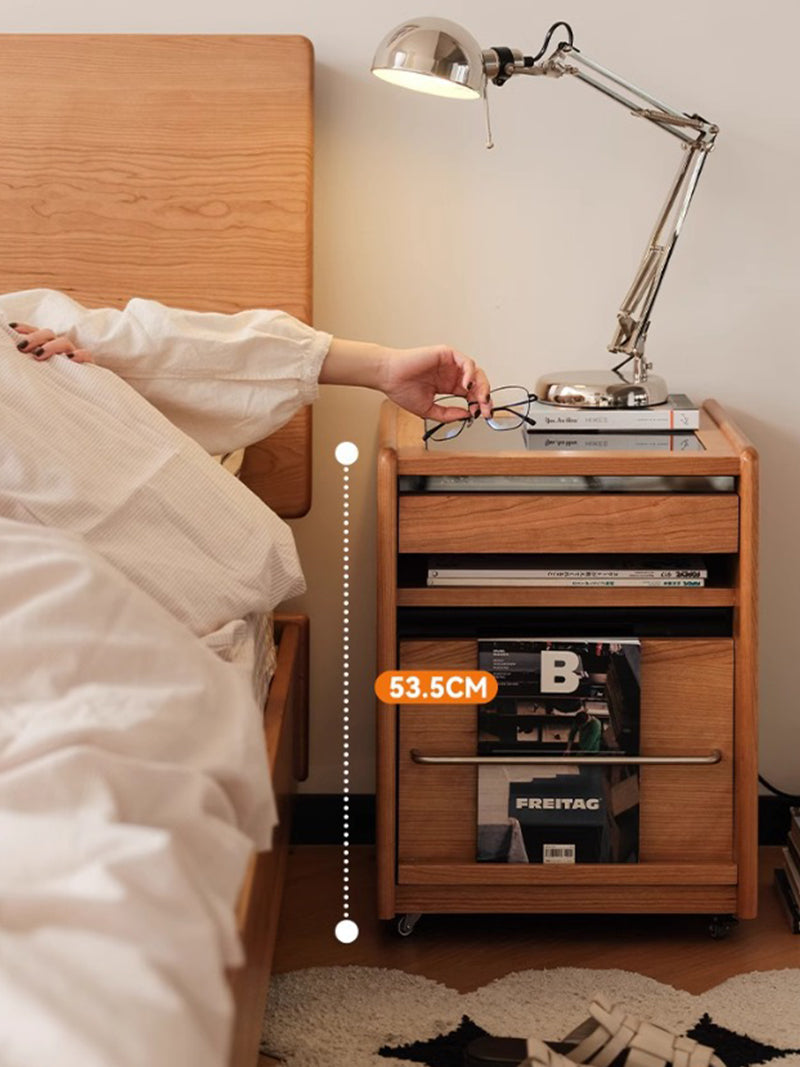 极窄床头柜小型时序床头柜/家用樱桃木小户型可移动收纳柜