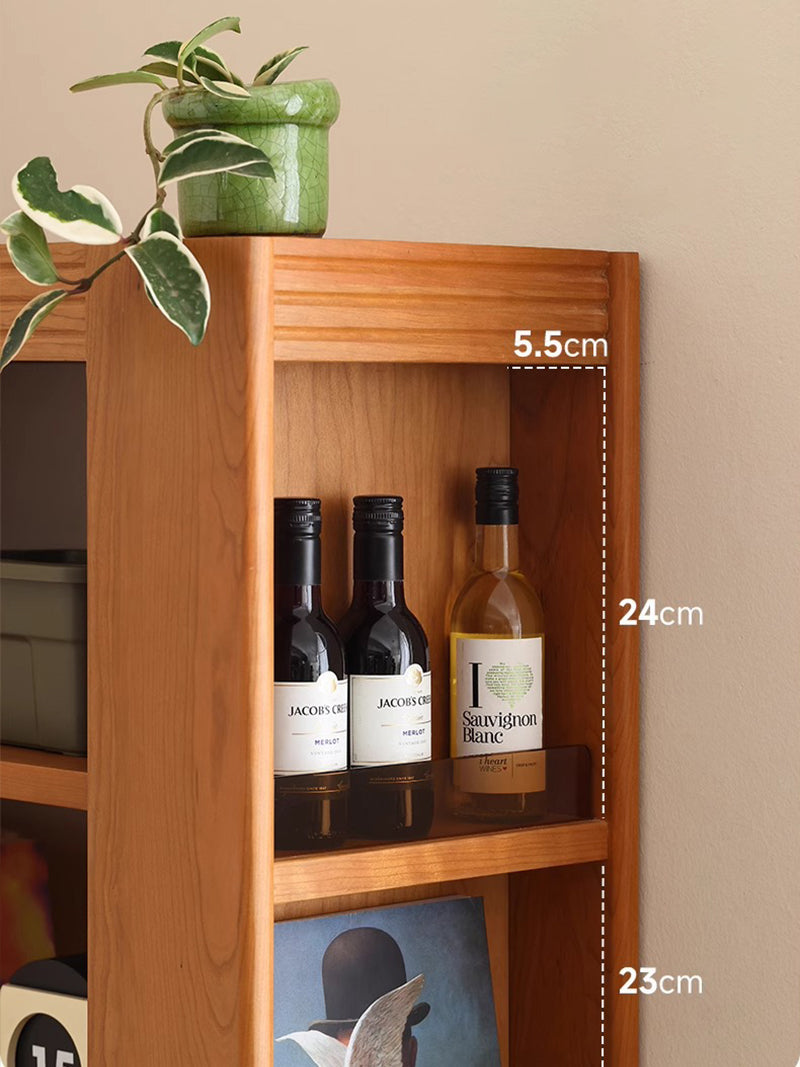 轉角書櫃實木極窄置物高窄書架櫻桃木落地夾縫收納櫃