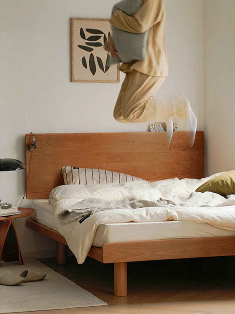 櫻桃木實木床塌米雙人實木床架櫻桃木家具