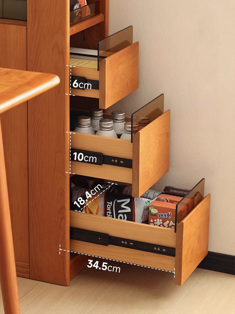 轉角書櫃實木極窄置物高窄書架櫻桃木落地夾縫收納櫃