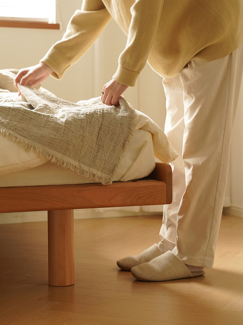 櫻桃木實木床塌米雙人實木床架櫻桃木家具