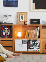 modular bookcase and cabinet combination separating living and dining area 模組書櫃與收納櫃組合 作為客廳與餐廳之間的輕隔間