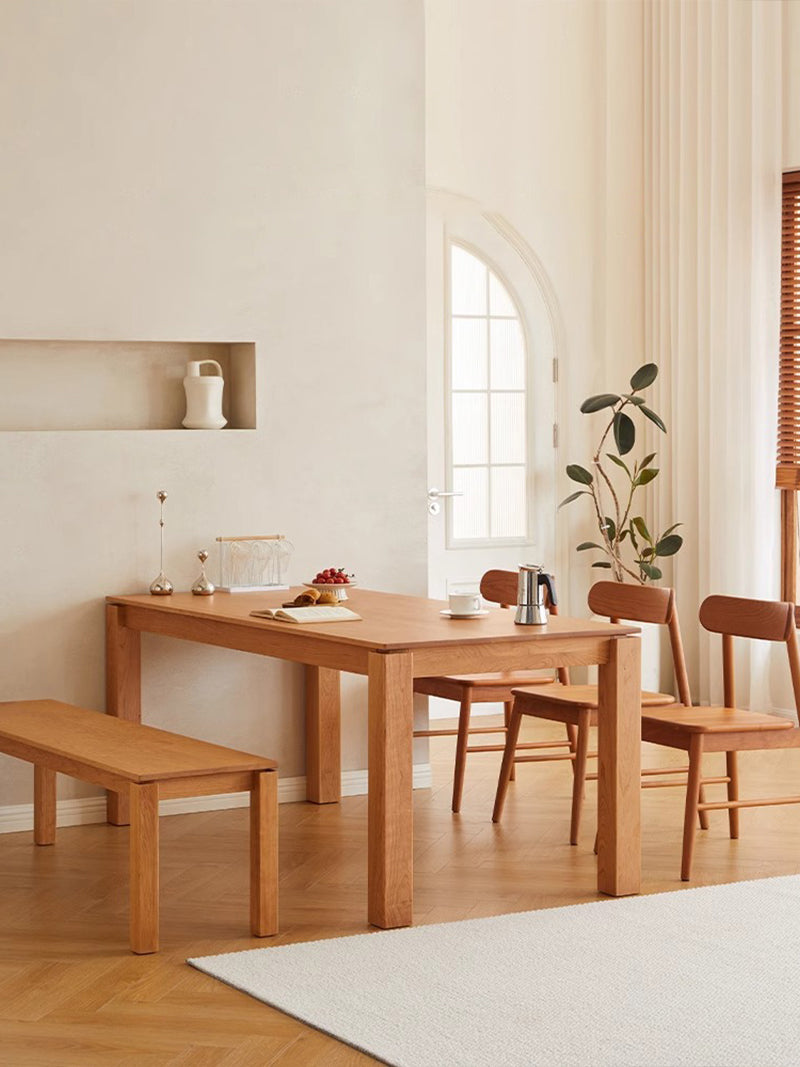 北欧全实木餐桌椅组合家用饭桌日式小户型大板桌樱桃木书桌工作台