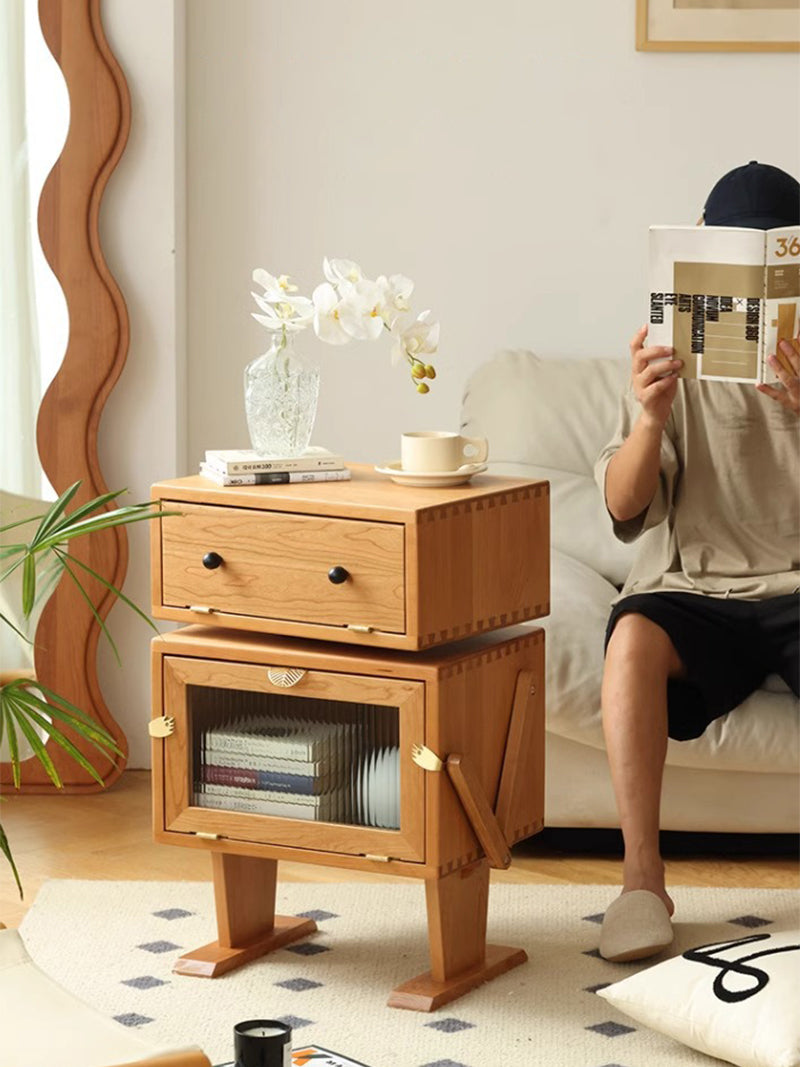 實木邊櫃儲物櫃可愛床頭櫃兒童床邊櫃