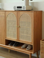 cherry wood solid wood rattan door shoe cabinet for entryway