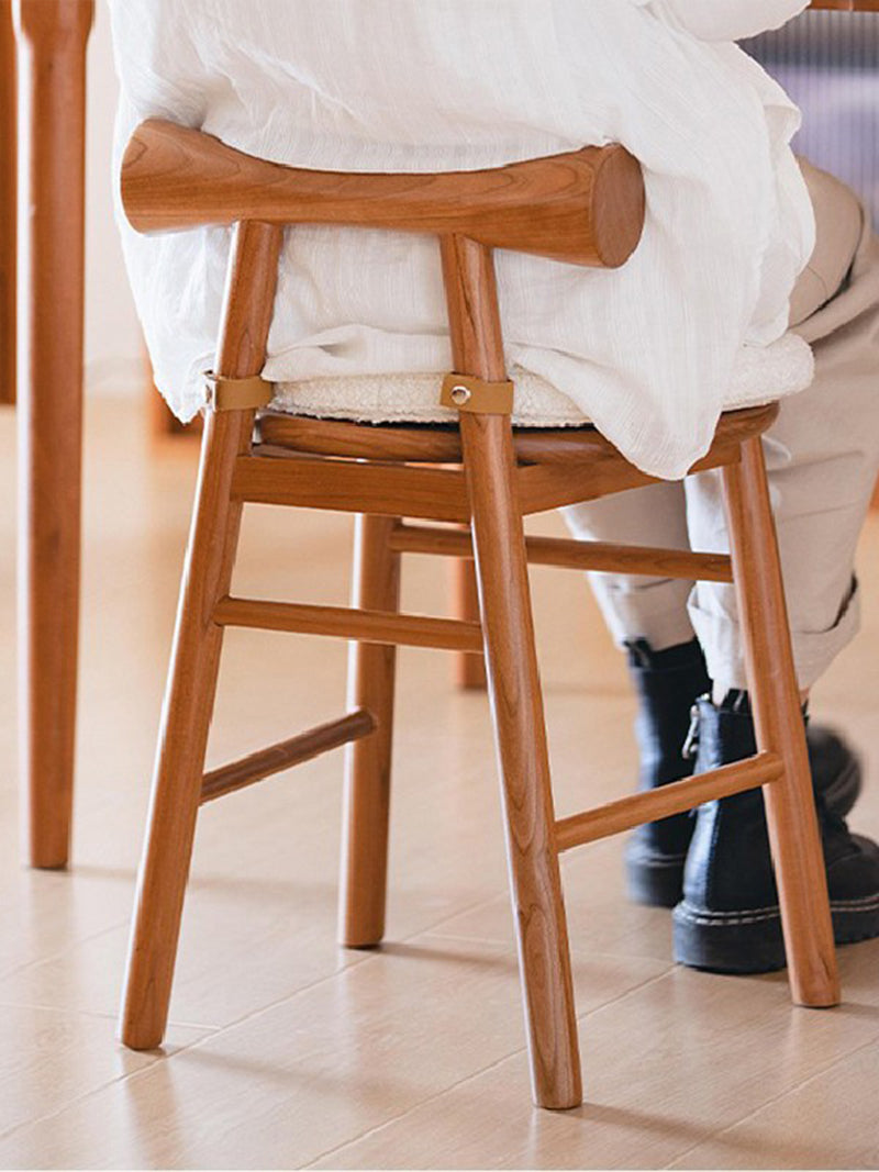 蝴蝶小凳家用实木小凳子樱桃木梳妆凳化妆凳带靠背圆凳椅子