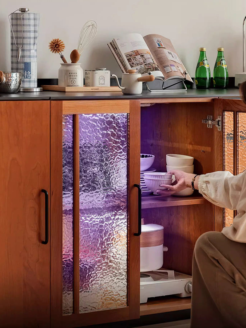 模块餐边柜/实木收纳储物柜樱桃木家具日式餐厅茶水柜