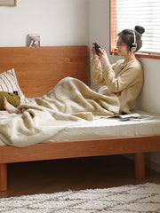 櫻桃木實木床塌米雙人實木床架櫻桃木家具