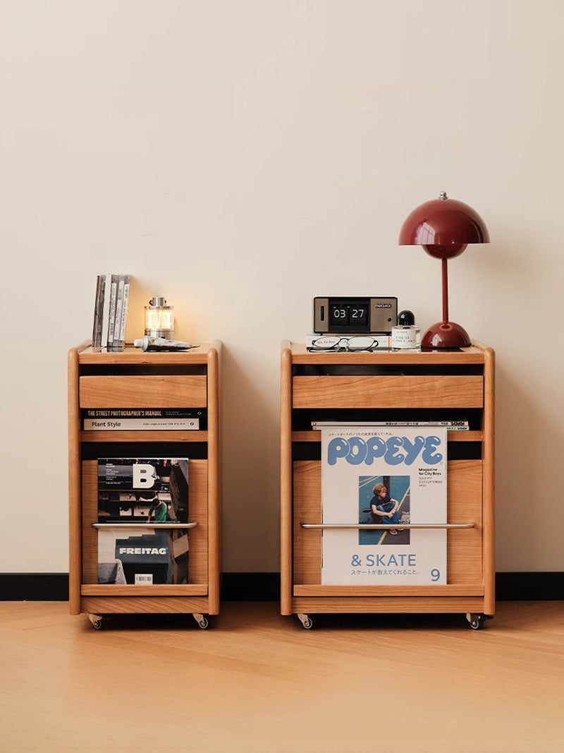 實木床頭櫃小型床頭櫃可移動收納櫃