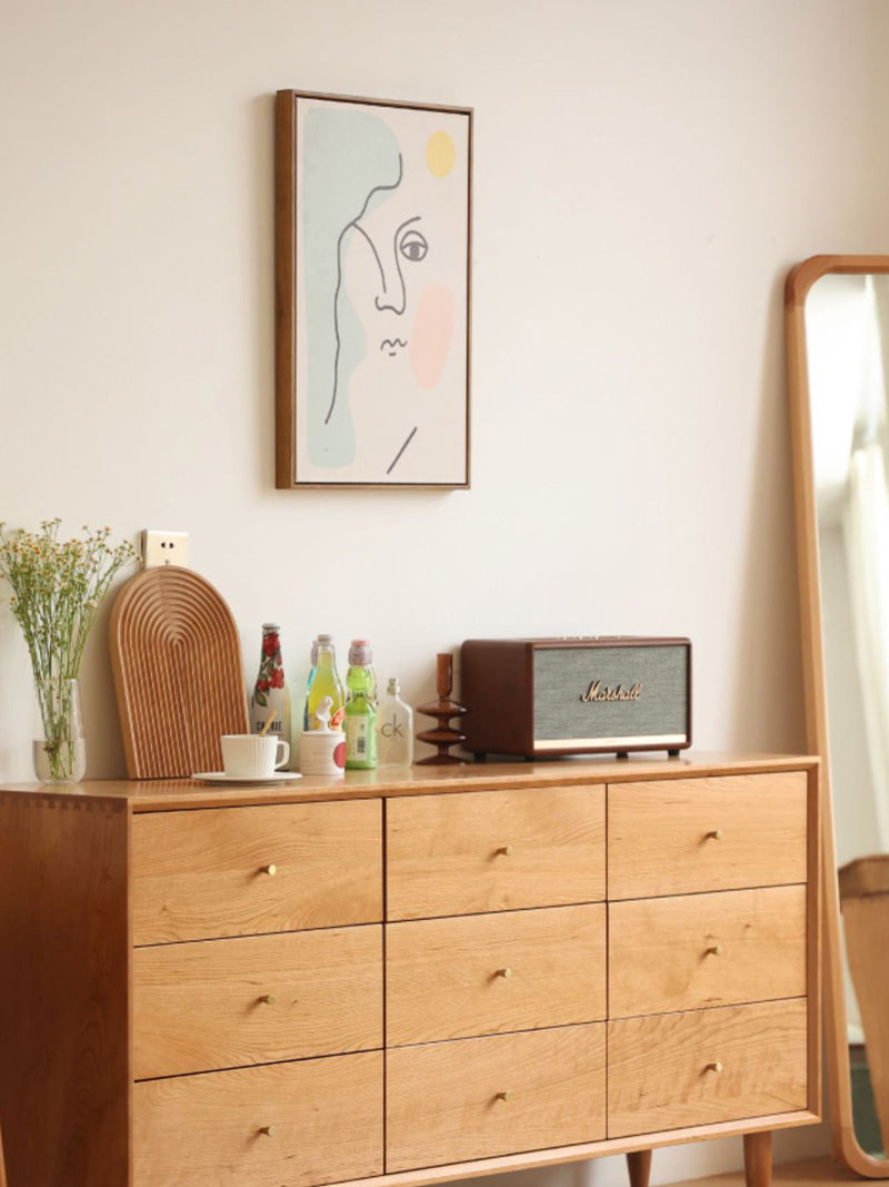 九斗柜北欧实木白橡木卧室日式家具收纳柜樱桃木储物柜