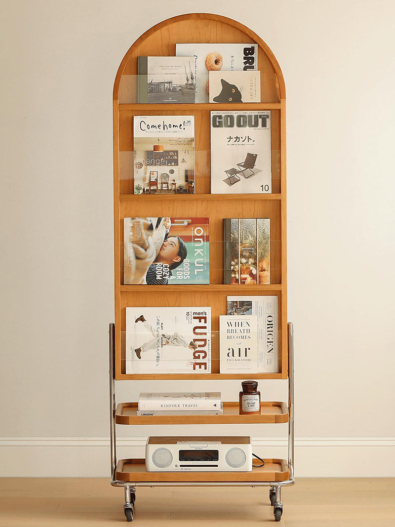 全身镜可移动镜子收纳杂志架实木穿衣镜落地镜