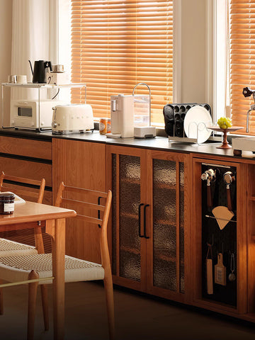 模組邊櫃/實木收納置物櫃櫻桃木家具日式餐廳茶水櫃