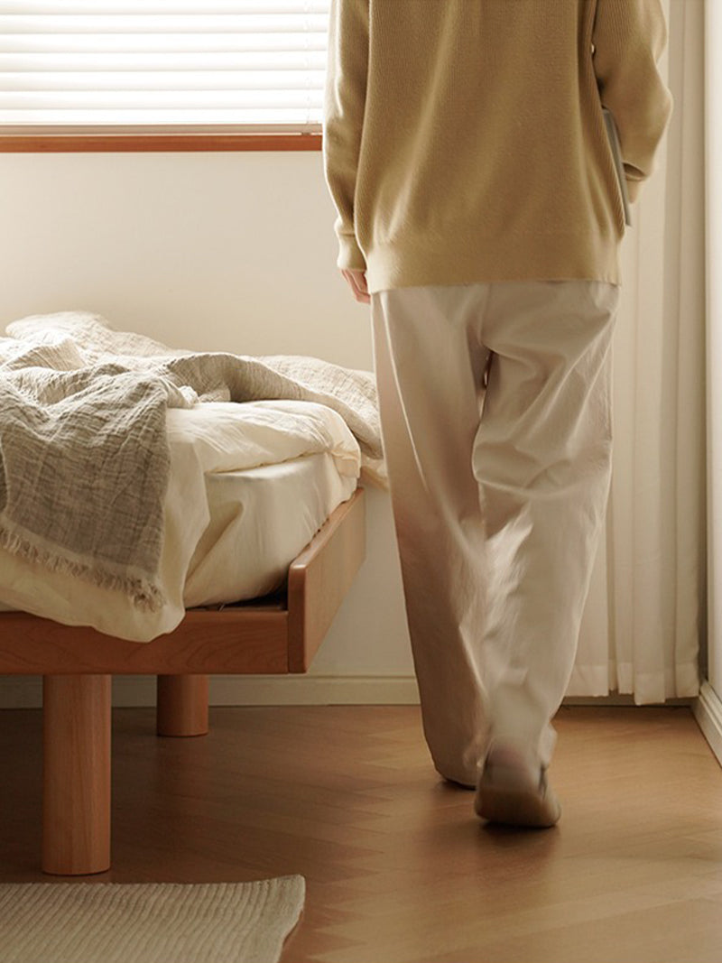 樱桃木实木床1.5无床头床1.8米小户型塌塌米双人齐边床樱桃木家具