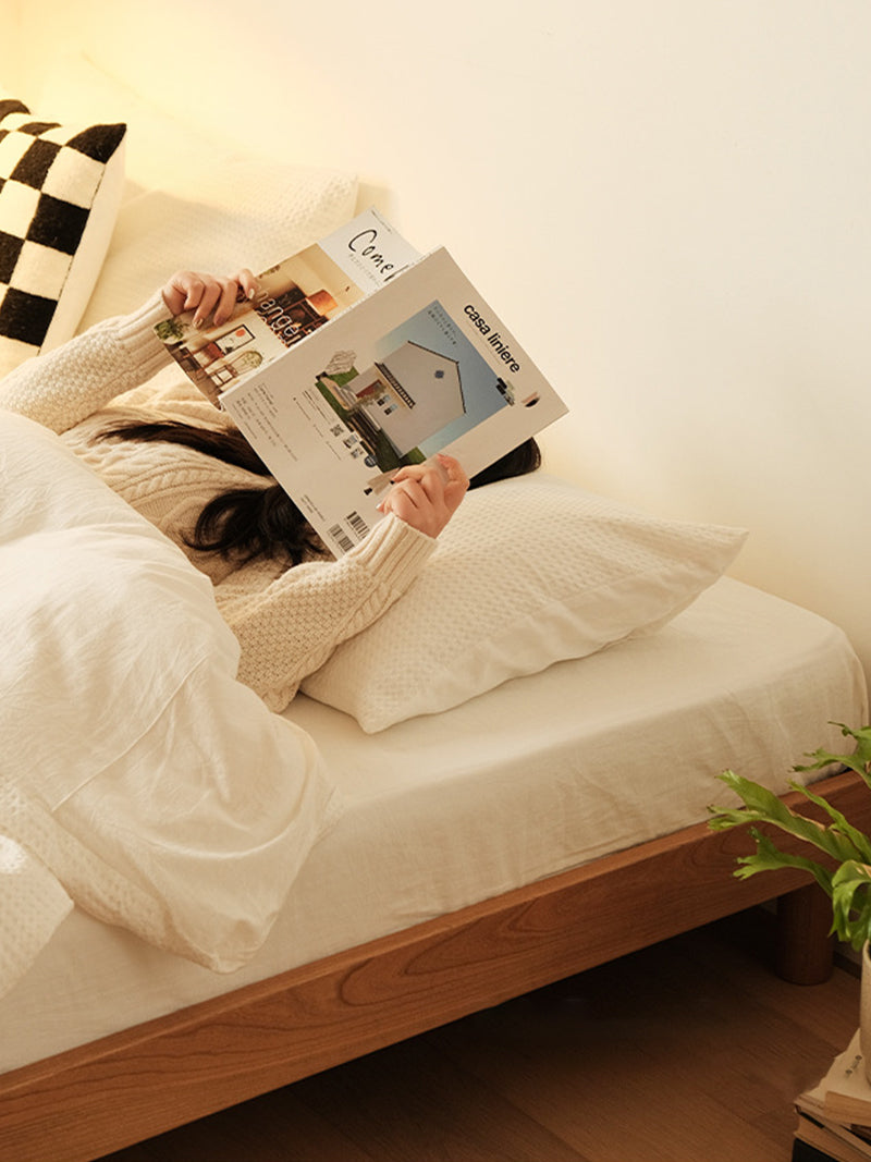 小户型榻榻米床日式实木双人床樱桃木家具1.5米床架无床头床