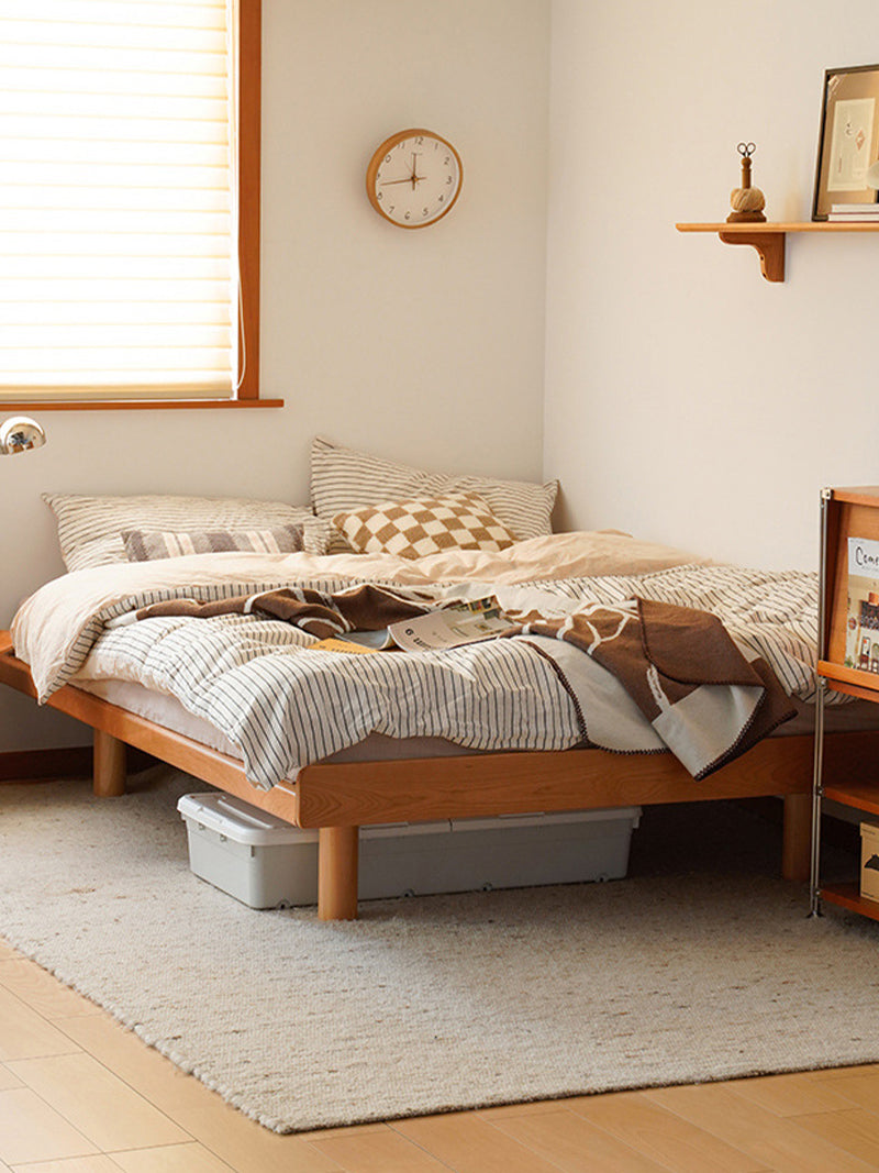 櫻桃木實木床塌米雙人實木床架櫻桃木家具