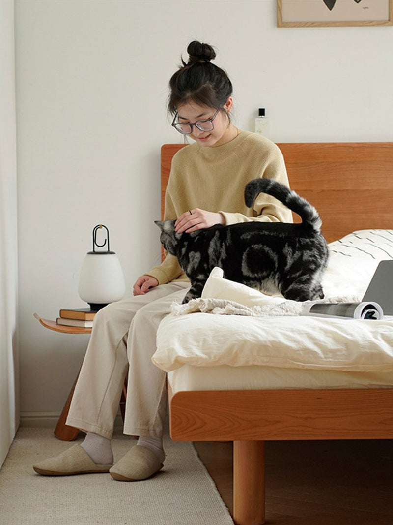 櫻桃木實木床塌米雙人實木床架櫻桃木家具