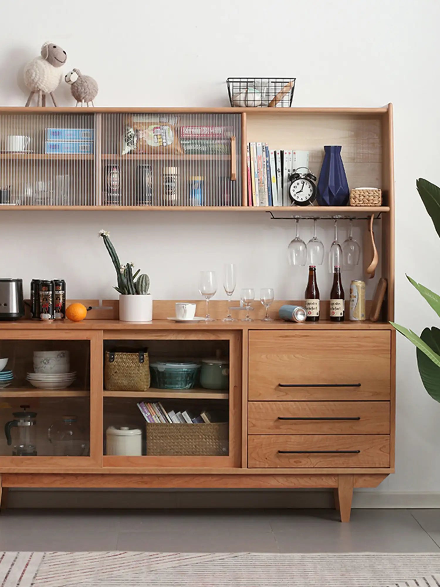 japanese nordic cherry wood cabinet 日式北歐櫻桃木高櫃