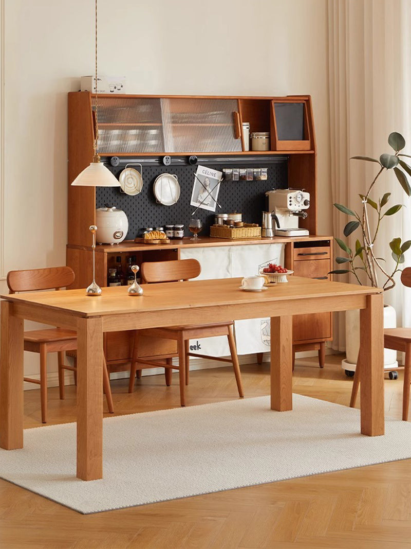 北欧全实木餐桌椅组合家用饭桌日式小户型大板桌樱桃木书桌工作台
