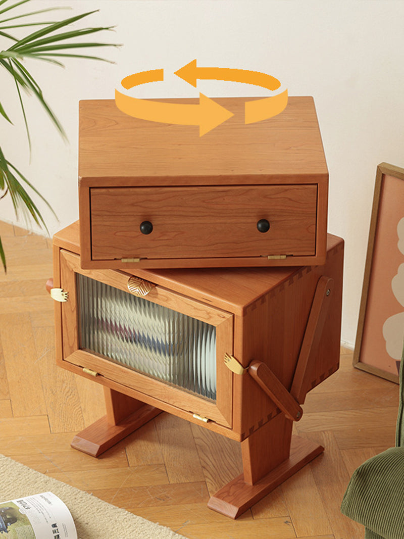 机器人边柜储物柜可爱床头柜客厅创意小柜子可旋转简约儿童床边柜