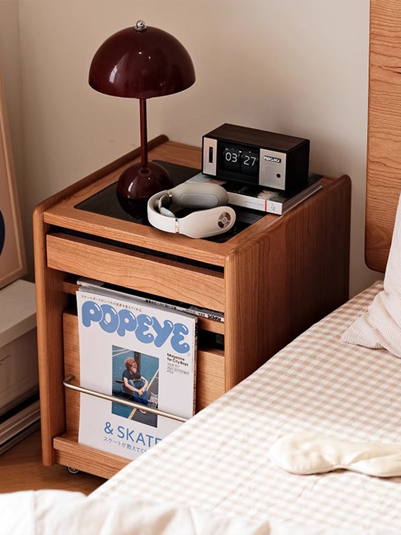 實木床頭櫃小型床頭櫃可移動收納櫃