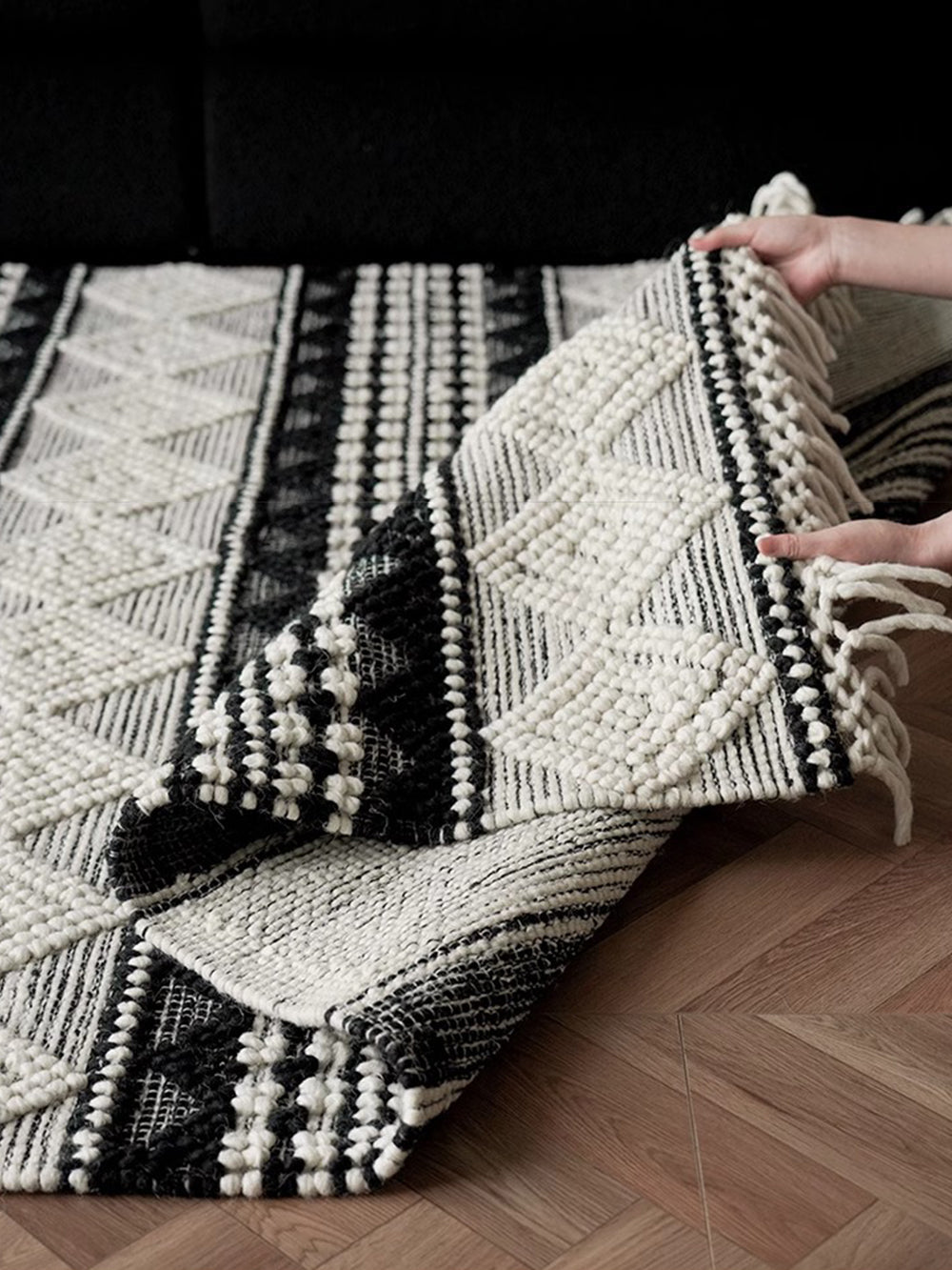 80羊毛20棉手工編織地毯