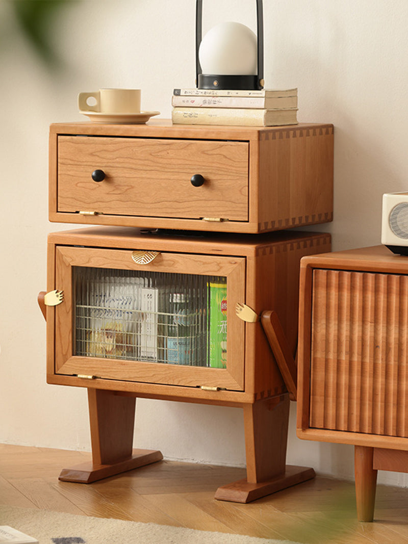 實木邊櫃儲物櫃可愛床頭櫃兒童床邊櫃