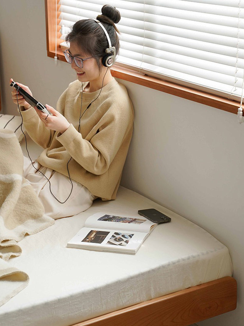 櫻桃木實木床塌米雙人實木床架櫻桃木家具