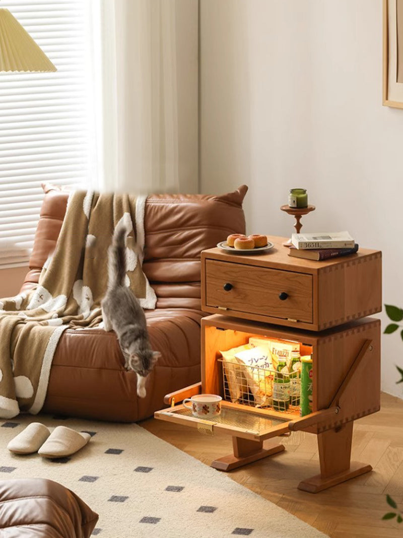 實木邊櫃儲物櫃可愛床頭櫃兒童床邊櫃