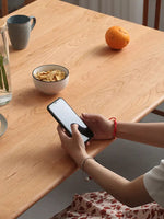 solid wood table with visible natural wood grain