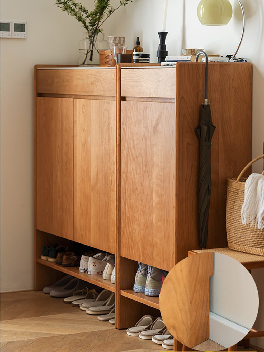 solid wood entryway shoe cabinet for narrow hallway 實木玄關鞋櫃 適合走廊玄關狹長空間