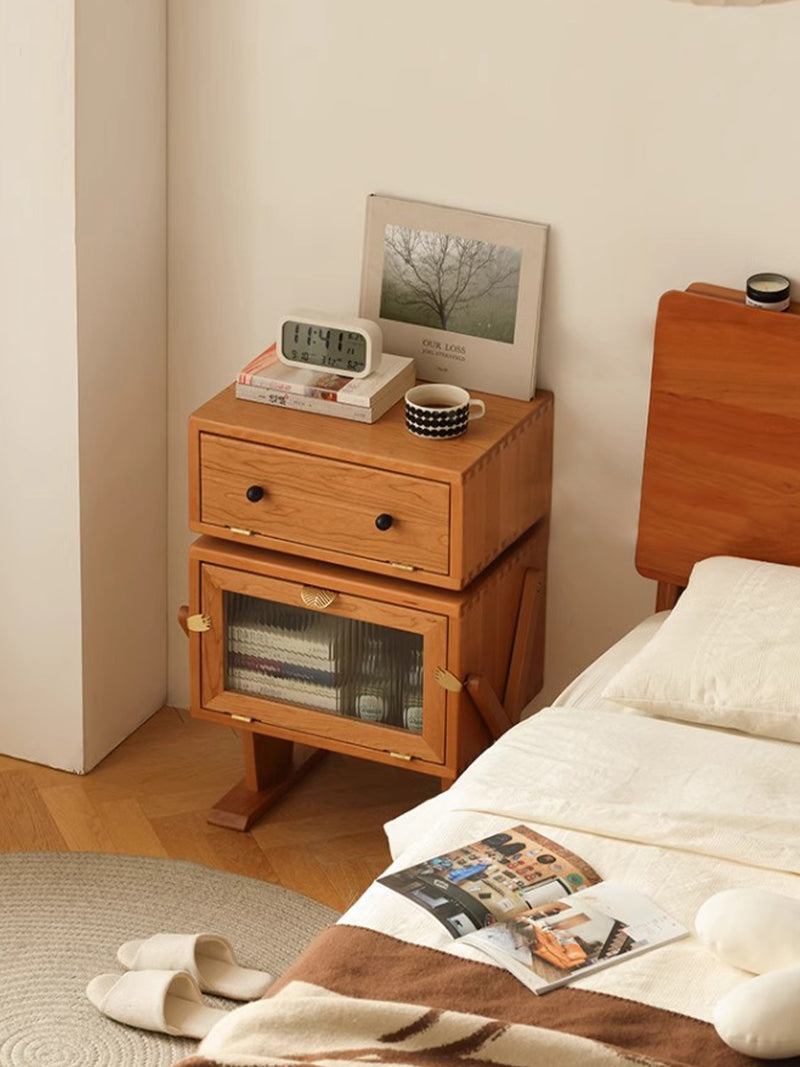 實木邊櫃儲物櫃可愛床頭櫃兒童床邊櫃