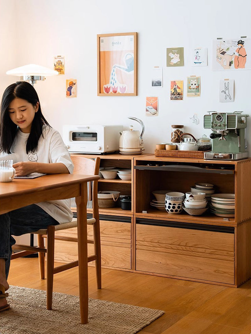 北欧模块柜实木多功能自由组合柜电视柜日式飘窗客厅家用收纳书柜