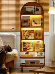 全身鏡可移動鏡子收納雜誌架實木穿衣鏡落地鏡