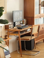 無垢材 writing desk against wall 長條無垢材デスク