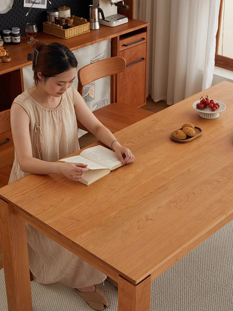實木餐桌椅組合日式小户型櫻桃木書桌工作臺