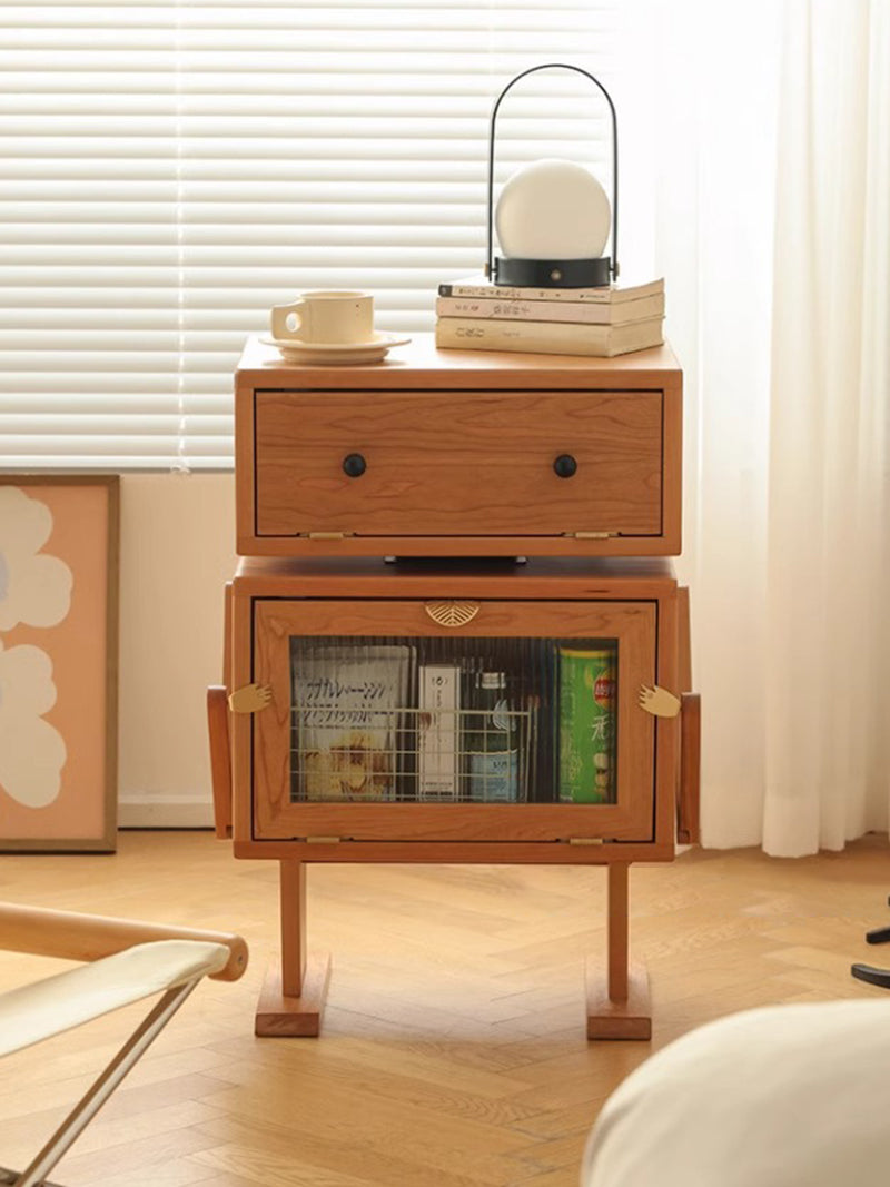 實木邊櫃儲物櫃可愛床頭櫃兒童床邊櫃