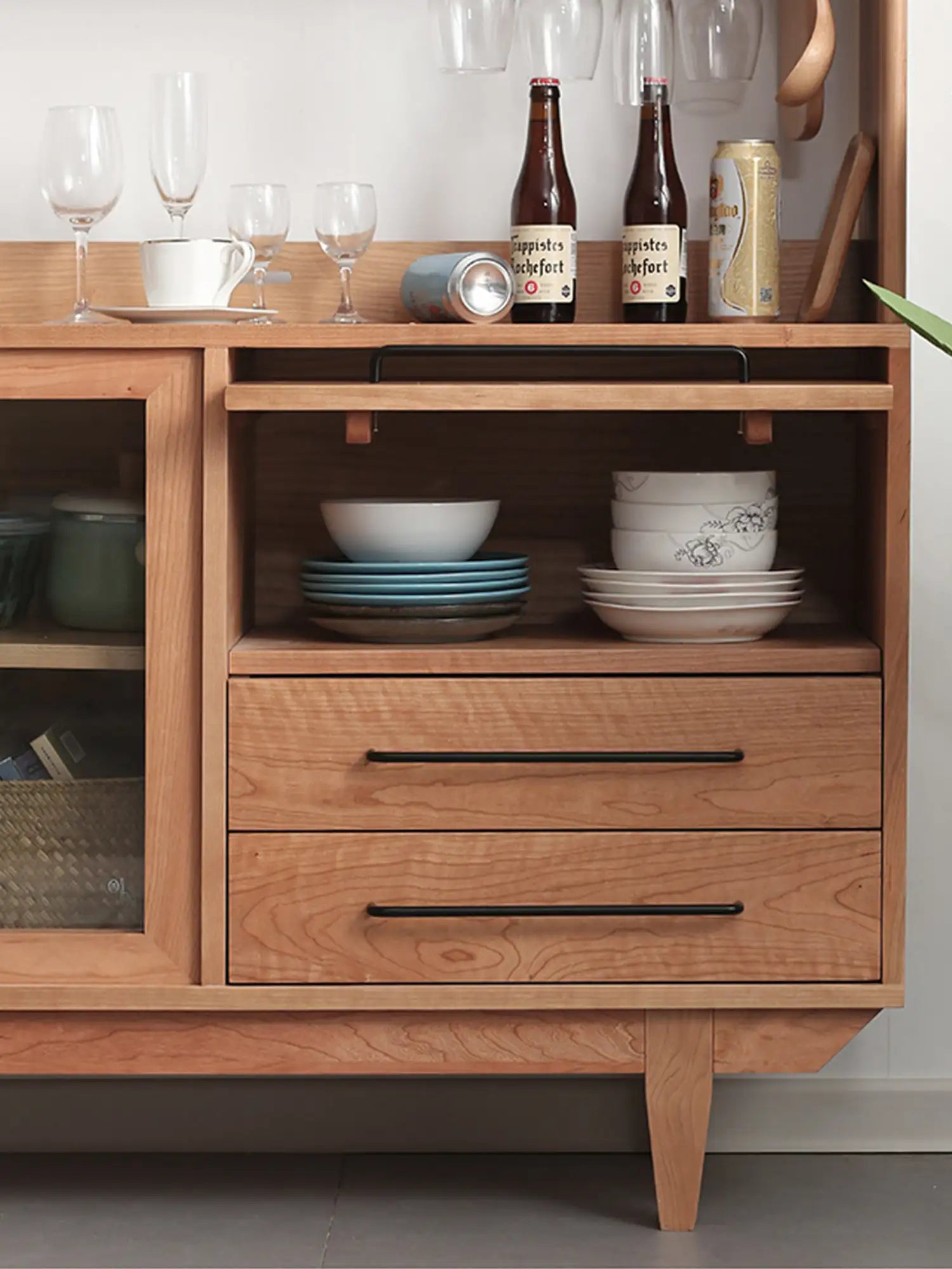 tall cherry wood cupboard for kitchen 小戶型廚房用高腳櫻桃木櫃