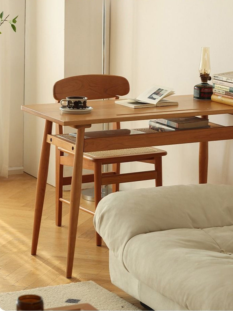 實木書桌學習辦公靠牆長條電腦桌