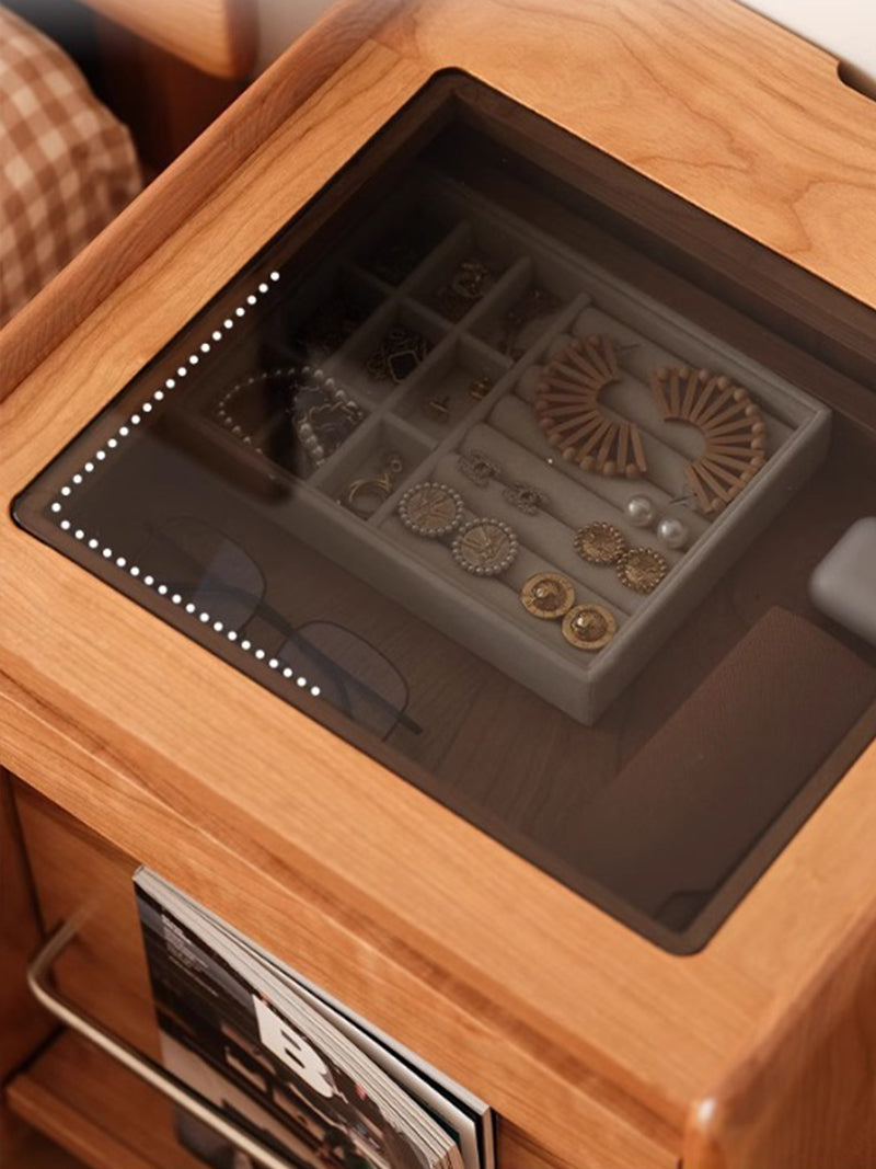 實木床頭櫃小型床頭櫃可移動收納櫃