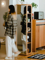 北歐原木風實木旋轉落地全身鏡櫃
