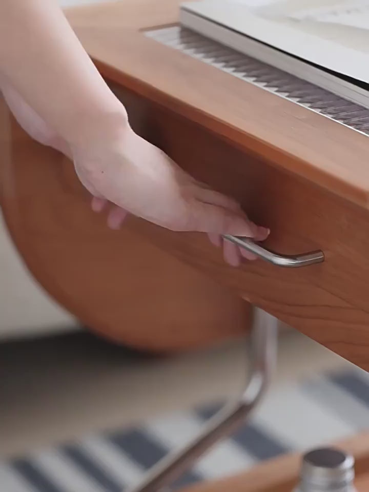 載入影片：折疊茶几小戶型可移動實木推車客廳邊几